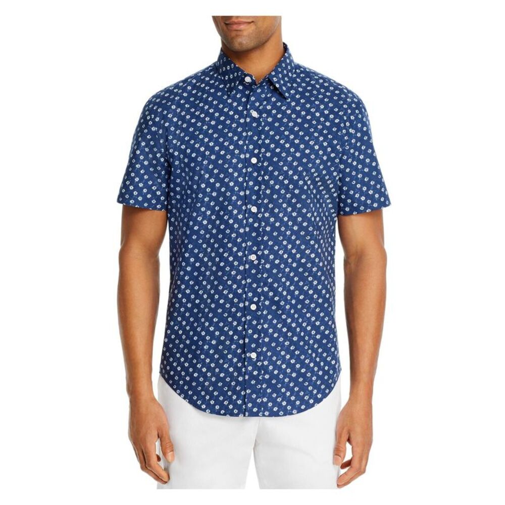 NWT The Mens store Mens Blue Patterned Button Down Casual Shirt S